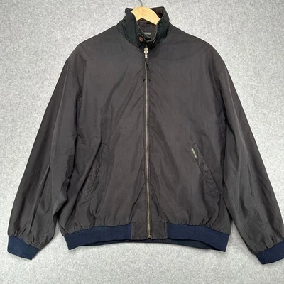 复古 WEATHERPROOF 男式夹克 XL 全拉链灰色海军蓝罗纹针织袖口领 — 第 1/4 张图片