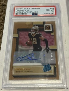 🏈💎 2022 Clearly Donruss Chris Olave Rated Rookie AUTO orange /75 PSA 10 💎🏈 - Picture 1 of 4