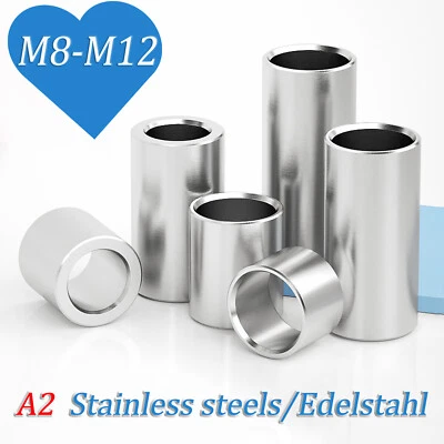 Edelstahl V2A Hülsen | Distanzhülsen Abstandshülsen Metallhülsen M6 M8 M10 M12 - Bild 1 von 4