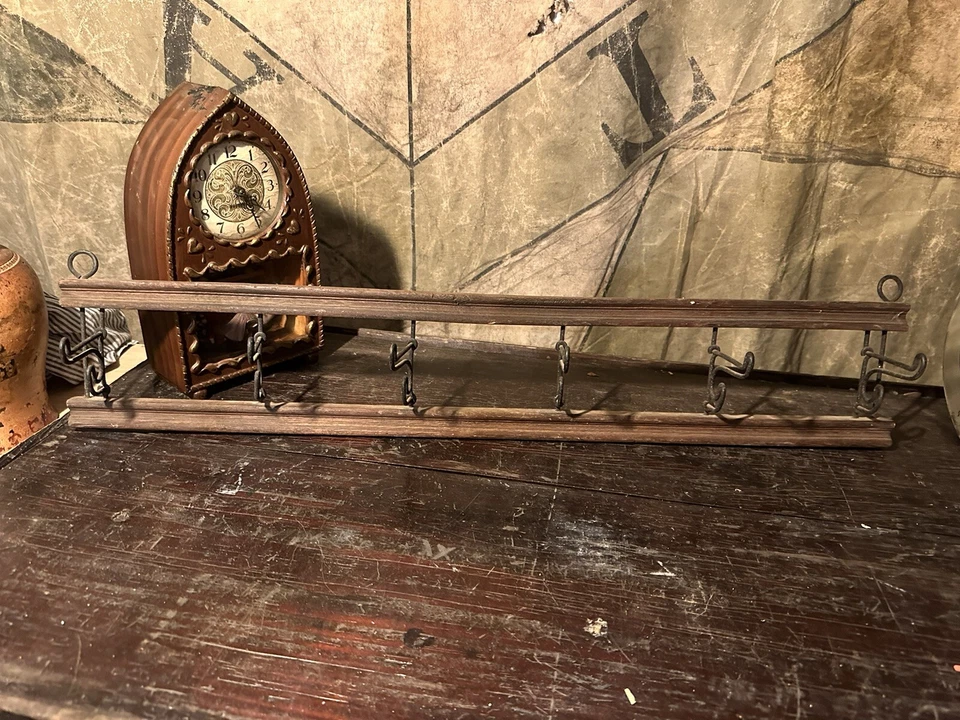 Perchero colgante vintage de roble de 1900 ganchos para ropa de árbol de pasillo entrada victoriano Foto 1 de 4