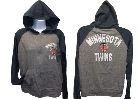 New Minnesota Twins Womens Sizes L-XL Gray Hoodie Full Zip Jacket $40 Cover