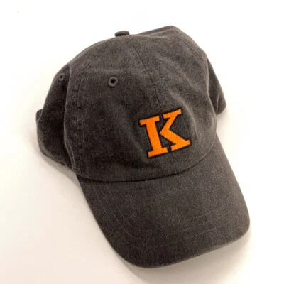 Dark Gray Cotton Dad Cap Leather Buckle Back Orange Letter K - Image 1 of 4