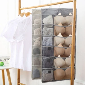 Double Sided Hanging Bag Organizer Underwear Bra Storage Wardrobe Tidy Thickened - Picture 1 of 15