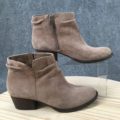 Jessica Simpson Boots Womens 8.5M Dalisa Ankle Bootie Beige Suede Leather Block - Image 1 of 4