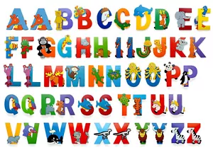 Wooden Jungle Animal Upper Case Alphabet Letters Self Adhesive - Picture 1 of 10