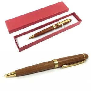 PENNA a SFERA LEGNO Ciliegio 1pz Refill Scatola Regalo Laurea compleanno cresima - Imagen 1 de 6