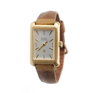 1973 Bulova Accutron Gold Plated Tank Watch Running Great Looks Fantastic - Picture 1 of 8