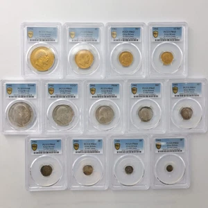 1902 Great Britain Edward VII Sov Gold and Silver 13-Coin Proof Set PCGS PR62~64 - Picture 1 of 4
