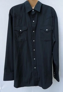 Vintage Ely Cattleman Western Shirt Men's XL Pearl Snap Classic Black - Picture 1 of 6