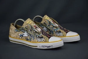 Y2K Ed Hardy Zapatos Bajos Sin Cordones Tenis Textil Águila Tatuaje EE. UU. 8,5 UK 7,5 EU 42 - Imagen 1 de 12