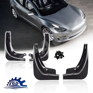 Mud Flap Splash Guard For 2017-2023 Tesla Model 3 Mudguards Carbon Fiber Color - Picture 1 of 7