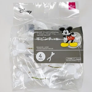 Mickey Mouse Rod Clothespins White Disney Daiso Japan Japanese 4 Count Y Shape - Picture 1 of 2
