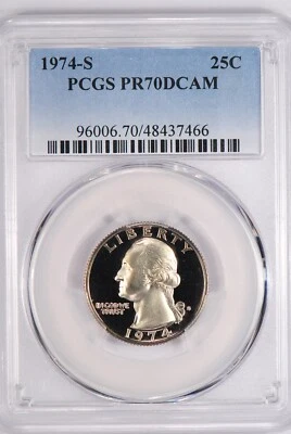 1974 S Washington Quarter Proof PCGS PR70DCAM PF 70 ULTRA CAMEO Top Pop Coin 25C - Image 1 of 2