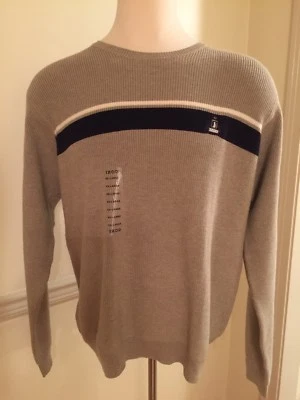 Suéter Para Hombre IZOD Nuevo Con Etiquetas Nuevo Cuello Redondo Algodón Pull Over Gris 2XL Beige Azul Rayas Foto 1 de 4