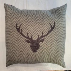 David Fussenegger Throw Pillow Gray Deer Stag Antlers Winter Christmas DF Cabin - Picture 1 of 12