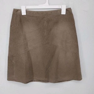 Ann Taylor LOFT Brown Taupe Neutral Corduroy A Line Skirt 100% Cotton Size 8 - Picture 1 of 5