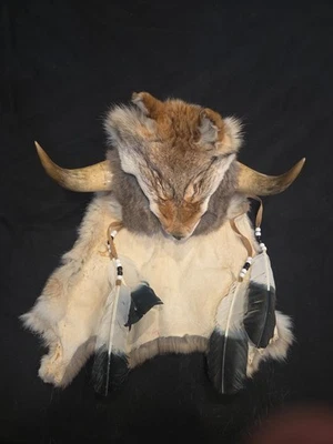 Real Red Fox Fur Hat With Face & Horns  - Image 1 of 4