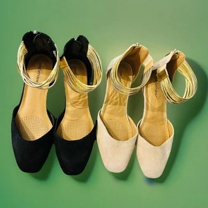 Comfort View Women’s Sandal Set in Natural & Black 8WW Zip Back Cuff Ankle Set2 - Picture 1 of 12