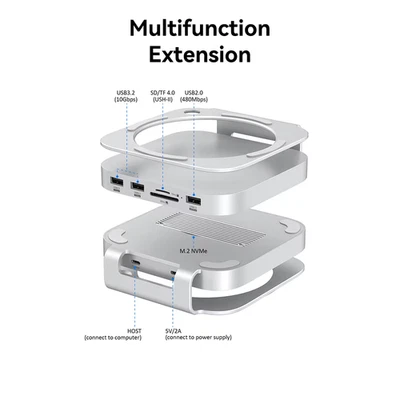 Hub Mac Mini USB C Con Custodia SSD M.2 per Mac Mini M4/M4 Pro Supporto Docking  - Immagine 1 di 4