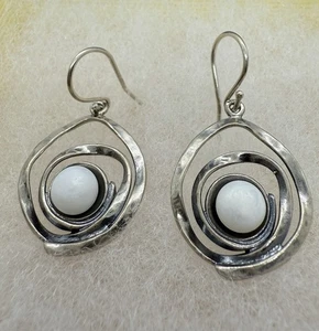 Pendientes colgantes circulares de plata de ley 925 con marca Israel de diseñador - Imagen 1 de 12