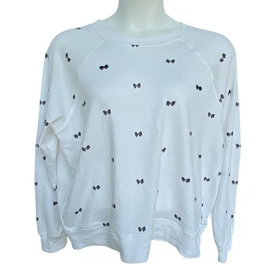 WILDFOX Gordon Bow Long Sleeve Sweater White Black Womens Size XL Sweatshirt - Image 1 of 4