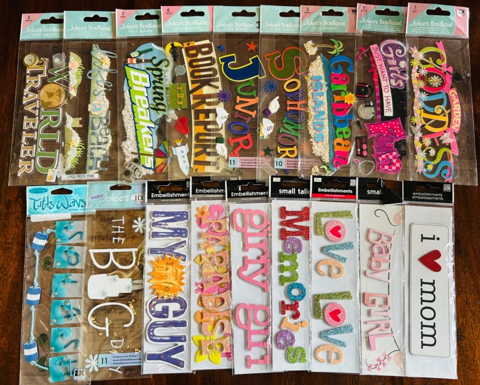 Jolees & MAMBI Scrapbooking Page Topper Titles stickers Some rare You Choose - Image 1 of 1