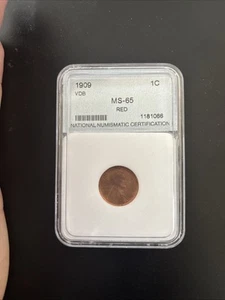 1909 VDB Lincoln Wheat Cent - NNC MS65 Red - First Year Issue - Brilliant Color - Picture 1 of 2