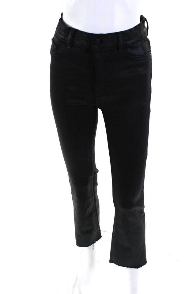 DL 1961 女式纽扣拉链懒人靴裤黑色 27 码 — 第 1/4 张图片