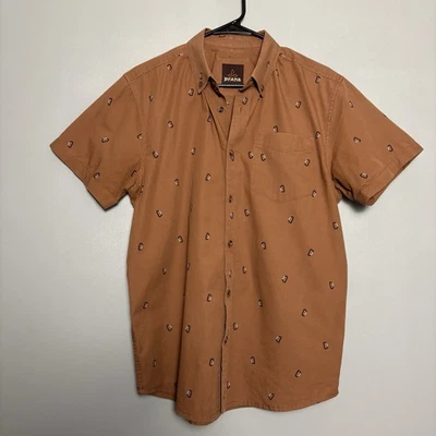 Prana Men’s Brown Button Down Climbing Caribeaner Belay Shirt Medium Climb Camp - Image 1 of 4