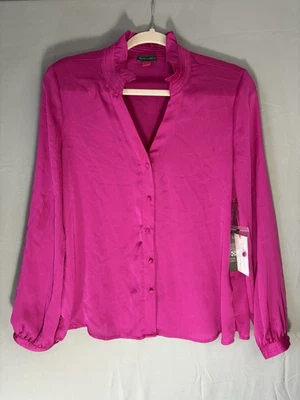 Vince Camuto розовый большой полиэстер длинным рукавом блузка на пуговицах размер средний новый с Ярлыками - Изображение 1 из 4