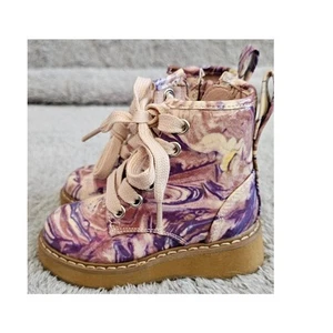 Steve Madden Combat Boots Moto Platform Purple Swirl Side Zip Toddler GIrl 5 - Picture 1 of 6