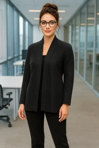 Eileen Fisher Wolle Baumwolle Mohair Mischung Strickjacke Pullover Gr. M schwarz strukturiert - Bild 1 von 11