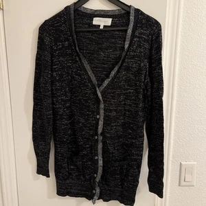 Victoria’s Secret cardigan long sleeve black ruffled metallic pockets large - Picture 1 of 12