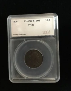 1804 Draped Bust Half Cent- PL-4/No Stems GRADED - Picture 1 of 4