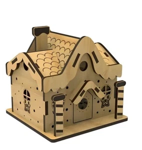 DIY Wooden Christmas House Kit ( Porch Columns) Approx. 4"X3.5" Holiday Craft - Picture 1 of 3