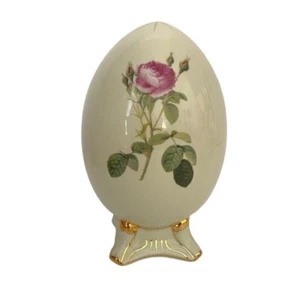 Formalities by Baum Bros 10" Decorative Pedestal Egg Redoute Roses Collection - Picture 1 of 12