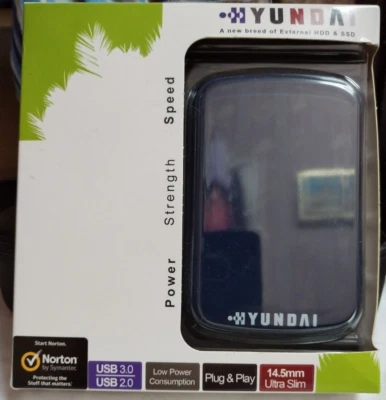 External Hard Drive 1TB Hyundai USB 3.0  Slimline -Navy Blue Fast Data Transfer - Image 1 of 2