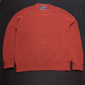 Vintage Robert Bruce Men's Sweater XL Red Vermilion 100% Shetland Wool Superwash - Picture 1 of 13