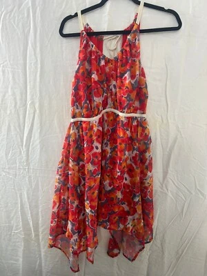 YA Los Angeles Sleeveless Round Neck Red Floral Tunic Dress Size M Open Back - Image 1 of 4