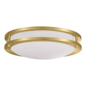 Hampton Bay Flaxmere 12 in. Brush Gold LED Flush Mount with Glass Shade - Picture 1 of 8