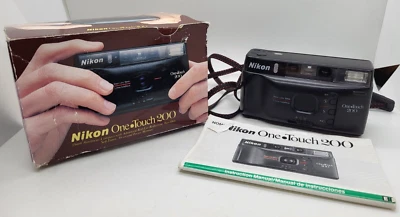 Nikon One Touch 200 Point & Shoot 35mm Film Camera w/ Strap, Manual, Box, AS IS - Image 1 of 4