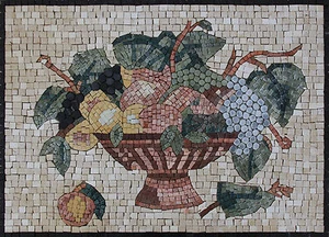 Kitchen Fruit Bowl Backsplash Wall Accent Art Decor Marble Mosaic - Picture 1 of 1