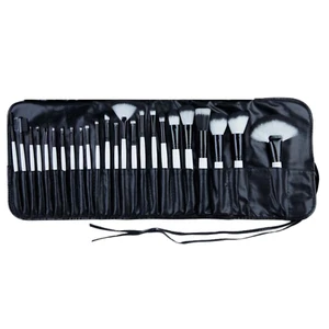 24Pcs Professional Make Up Brushes Set Black & White w Case CandiceCosmetics New - Picture 1 of 3