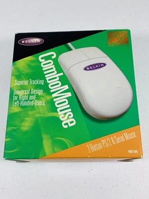 🔥Vintage 1999 • Belkin 2 Button Wired Combo Mouse • PS 2 - Image 1 of 4