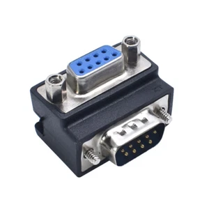 RS232 DB9 Pin Serial Port Adapter Angle 90° Elbow Male to Female Converter Cable - Picture 1 of 3