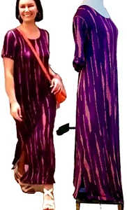 NEW Colleen Lopez PLUS SZ 3X EveryWear Maxi Dress purple plum & peach stripe - Picture 1 of 13