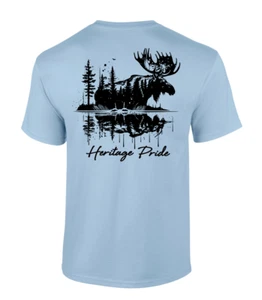 Heritage Pride Wild Moose Wildlife Outdoors Hunting Short Sleeve T-shirt - Picture 1 of 8