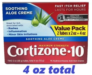 2x Cortizone 10 Maximum Strength Anti Itch Cream Soothing Aloe 4oz total exp2027 - Picture 1 of 4