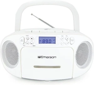 Boombox de CD/cassette portátil Emerson EPB-3003 con radio AM/FM, blanco - Imagen 1 de 9