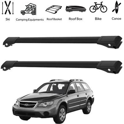Barras transversales de techo de aluminio para Subaru Legacy Wagon 1993-2009 portaequipajes NEGRO x2 Foto 1 de 4